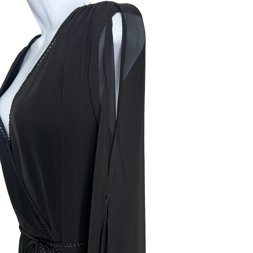Just Fab | Black Chiffon Ruffle Front | Maxi Dress - Picture 5 of 8